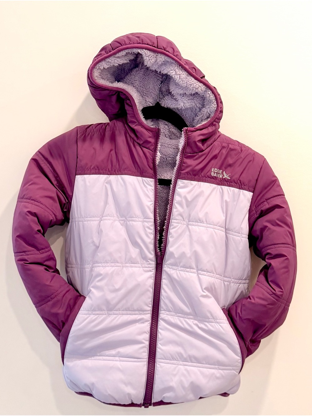 Eddie Bauer Kids Reversible Hooded Fleece Jacket – Purple & Lilac